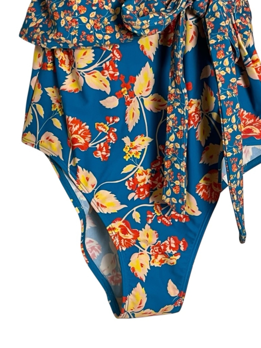 Summersalt x DVF The Perfect Wrap One Piece Swimsuit Floral Teal  NWT 2022 6LT - Picture 7 of 16